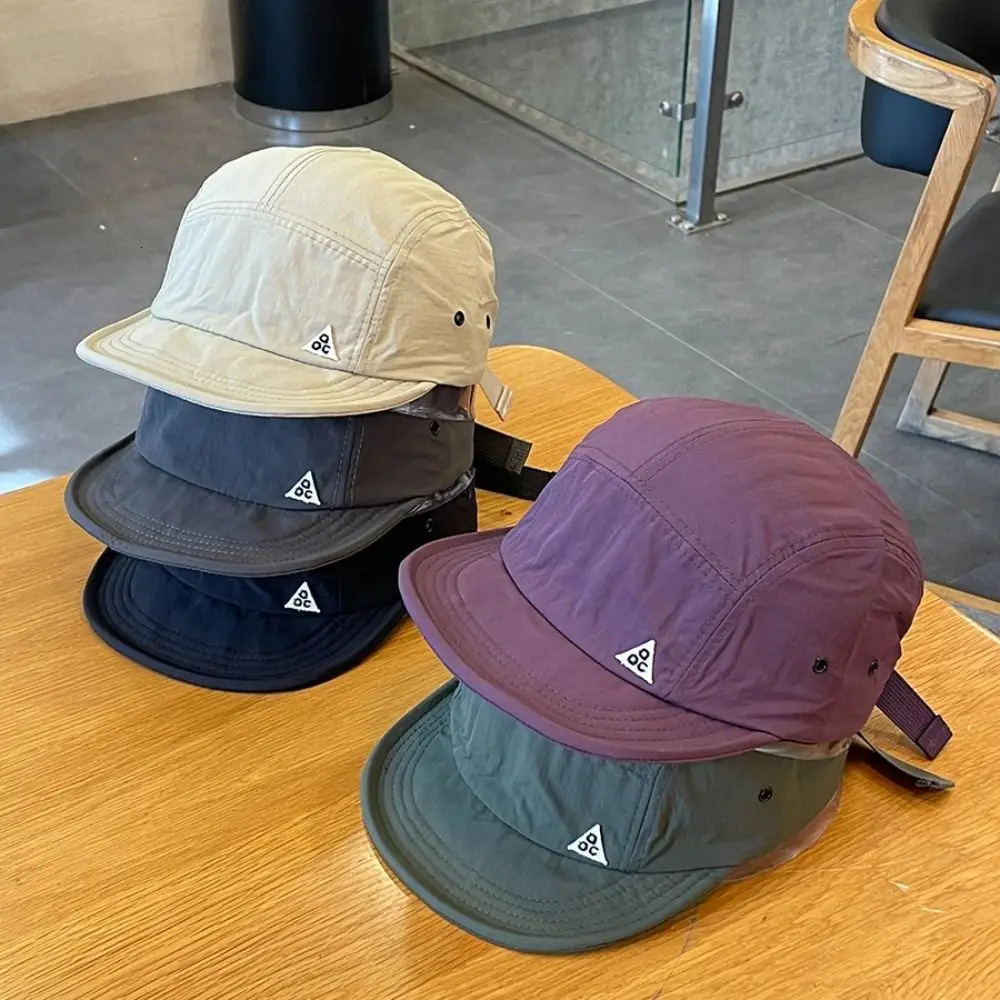 Adjustable Retro Quickdrying Short Brim Baseball Caps Summer Outdoor Sunscreen Casual Versatile 5flap Tooling Camping Hat 250311