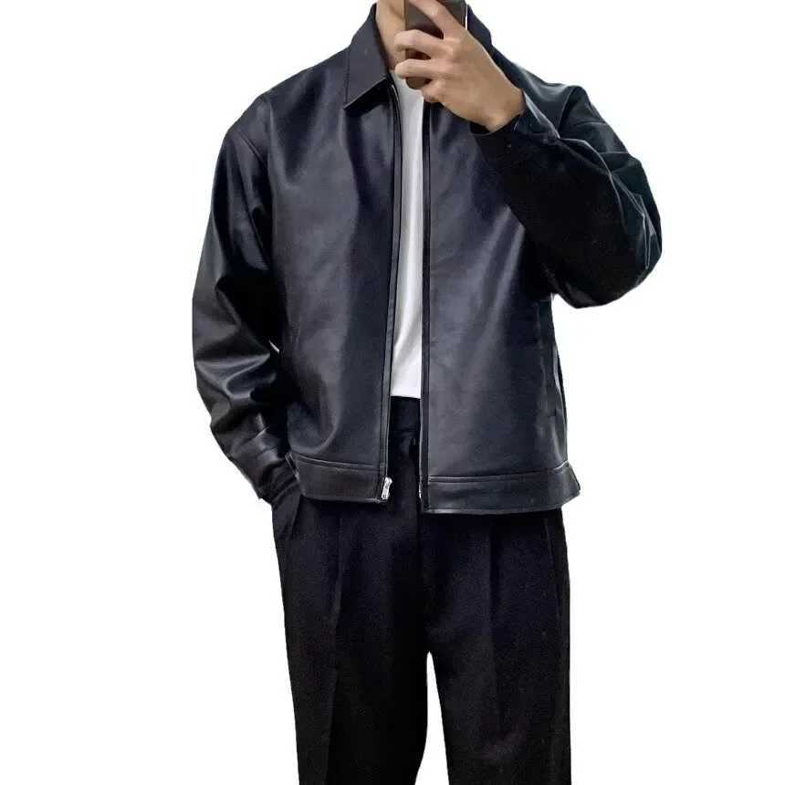 Trendy Autumn New Mens Leather Jacket Lightweight Casual Sports Motorcycle Vest Fashionable Korean Style Fit Baseball UniformT250311