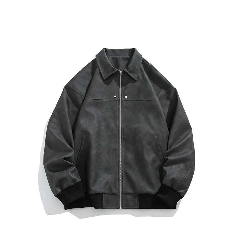 Autumn Mens Leather Jacket Fashion Vintage Biker Motorcycle Faux Leather Coat Women Casual Windbreaker Bomber Loose OvercoatT250311