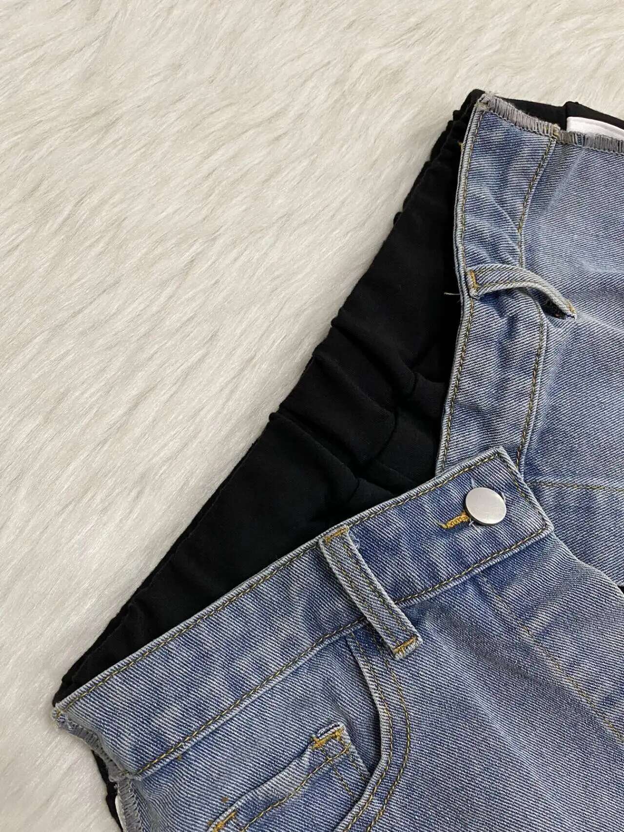 Cm.Yaya Fashion Women Denim Patchwork Pocket Side Wide Leg Loose Jogger Pants 2024 Active Jean Splicing Sweatpants Trousers