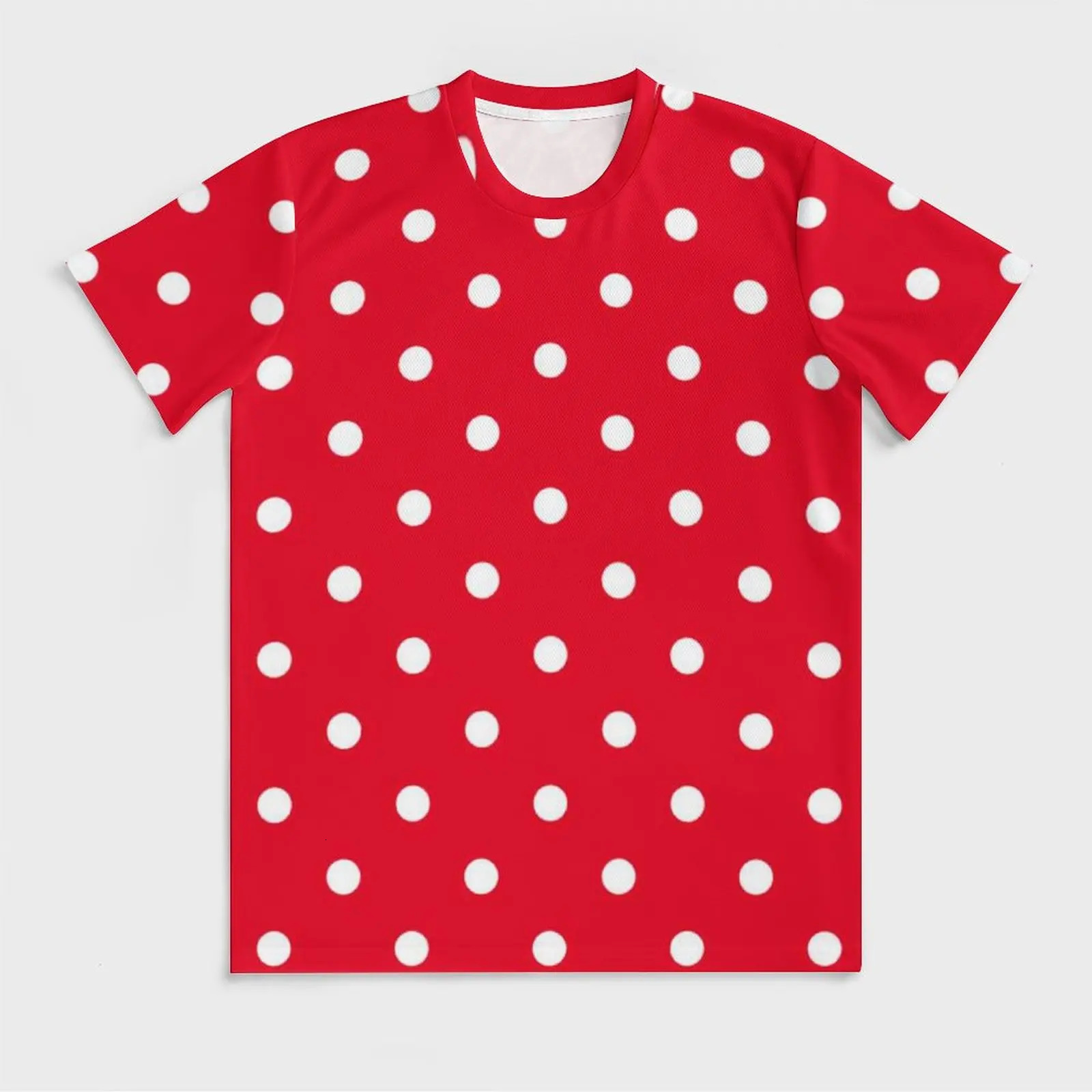 Red with White Polka Dots TShirt Mens Dot Spotted Circles Funny T Shirts Summer Trendy Tees Custom Oversized Tops 250311
