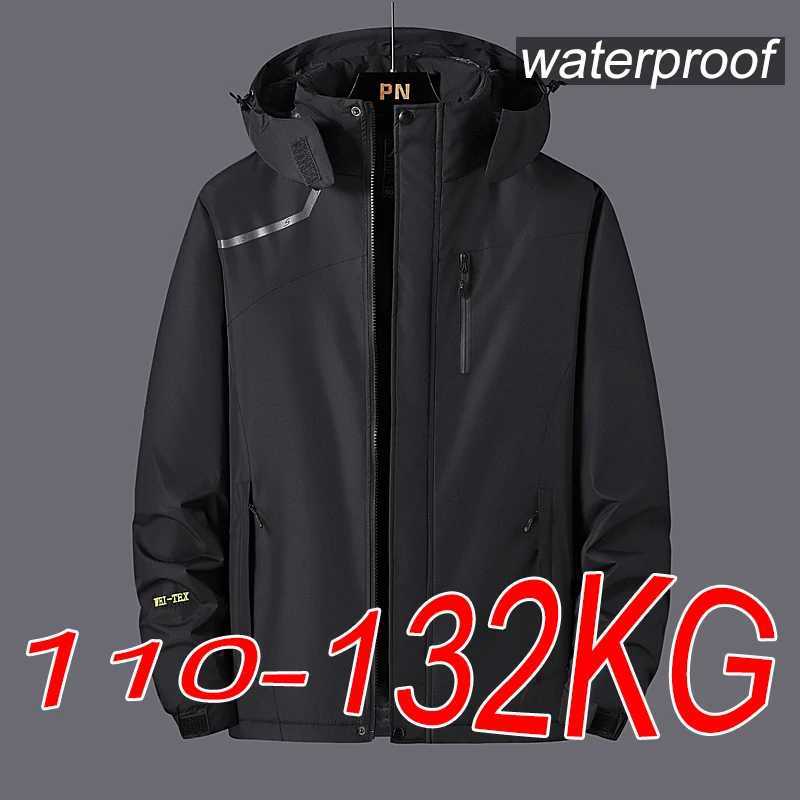 6XL 7XL Plus Size Men Waterproof Jackets Outdoor Hiking Windbreaker Wear-resistant Breathable Mountaineering JacketT250311