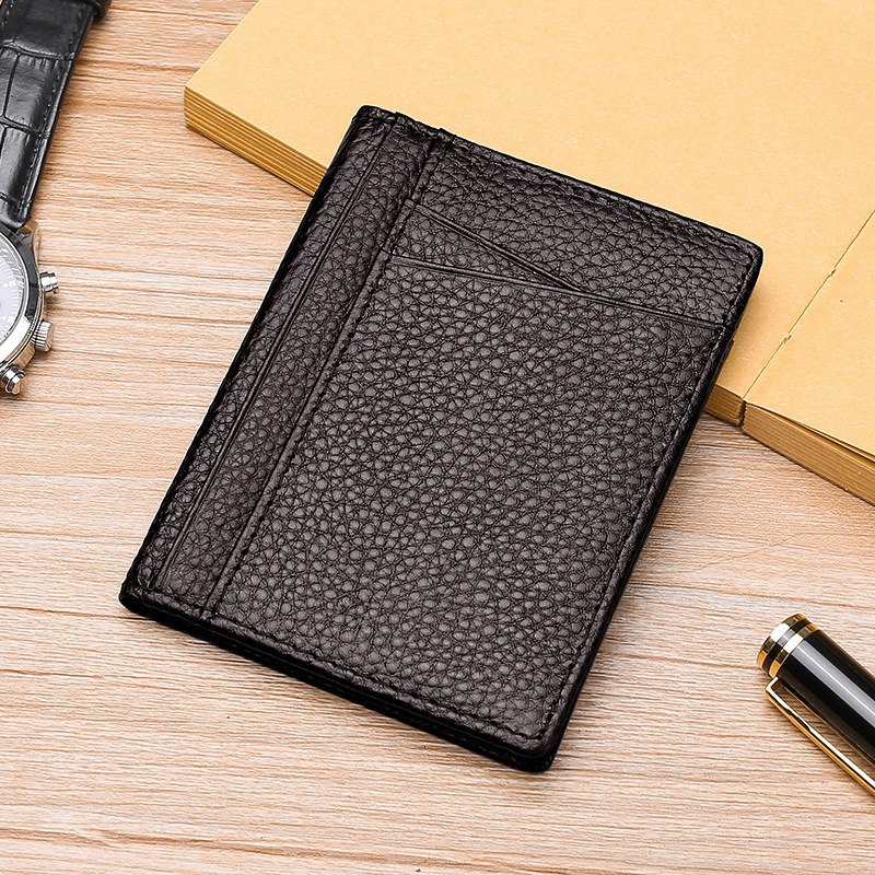 Top-tier cow pickup bag ultra-thin cowhide card case anti-theft card case for men 240724