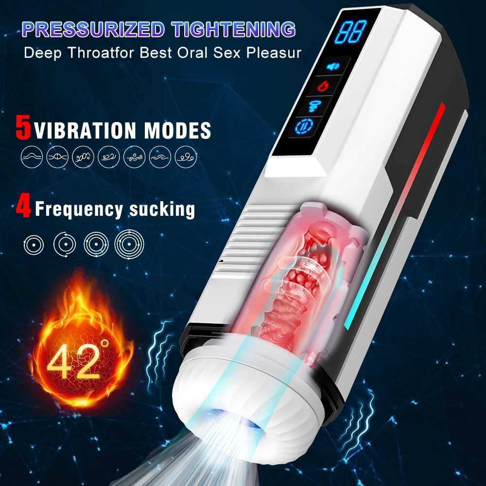 Automatic Male Masturbator Cup Telescopic Heated Sucking Pussy Blowjob Machine Thrusting Vibration Masturbation Sex Toy for Men W250311