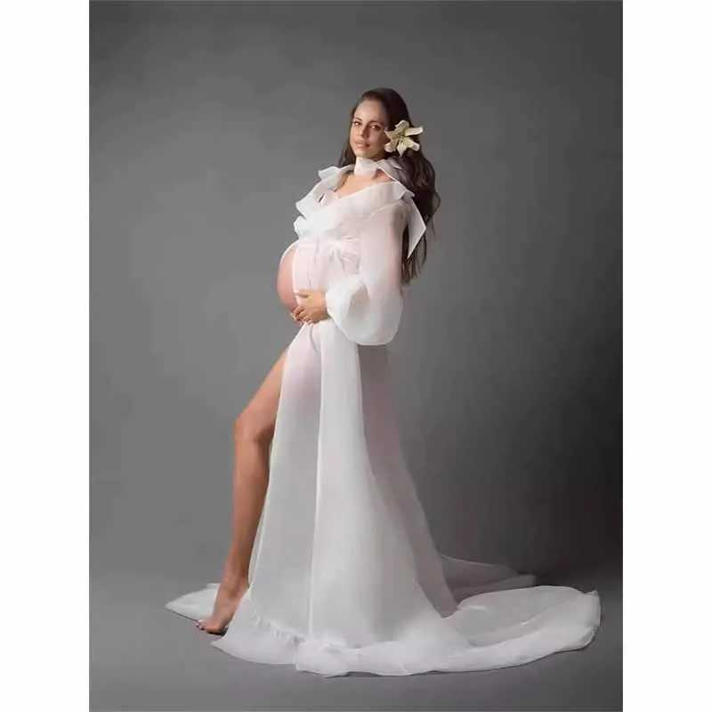 Maternity Dress Chiffon Maternity Dress Photoshot Long Sleeve Maternity Dress Photography Props Split Style Clothing X250224
