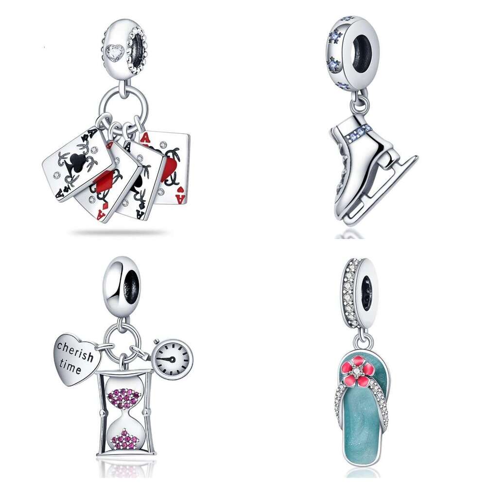 925 Sterling silver slippers ice skates Charms jewelry accessories charms beads fit bracelets necklaces key chains DIY Jewelry gift for women