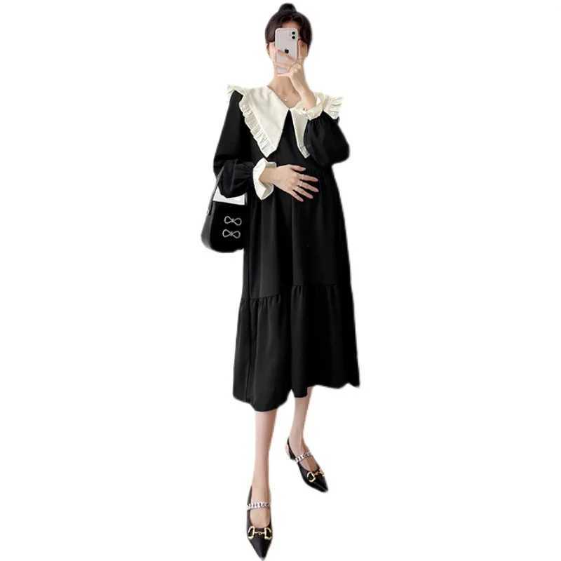 Ruffle Fashion Maternity Dress A Line Loose Clothes For Pregnant Women Pregnancy Photoshoot Dress Elegant Vestidos De FotografaT250311
