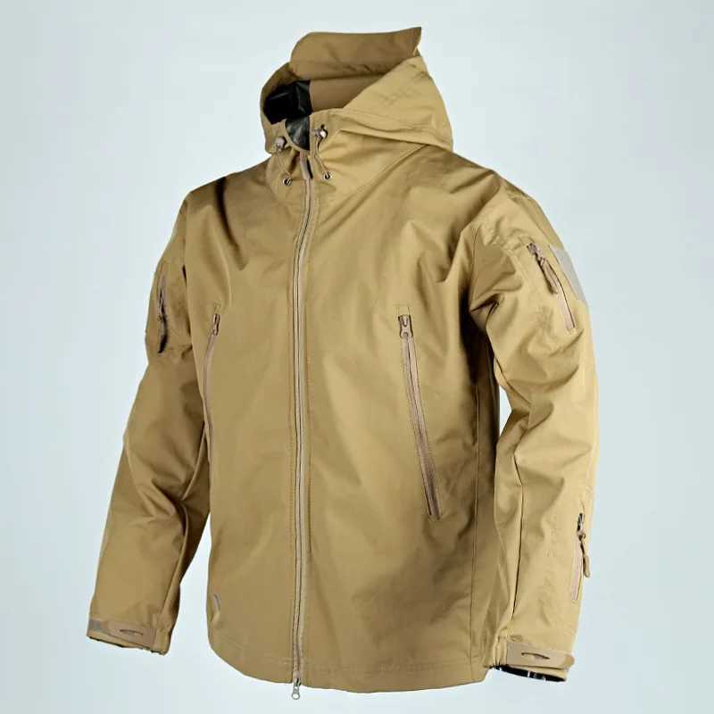Hiking Jackets For Man 2024 New Autumn Spring Tactical Waterproof Windproof Sharkskin Hooded Outdoor Climbing Training HighT250311