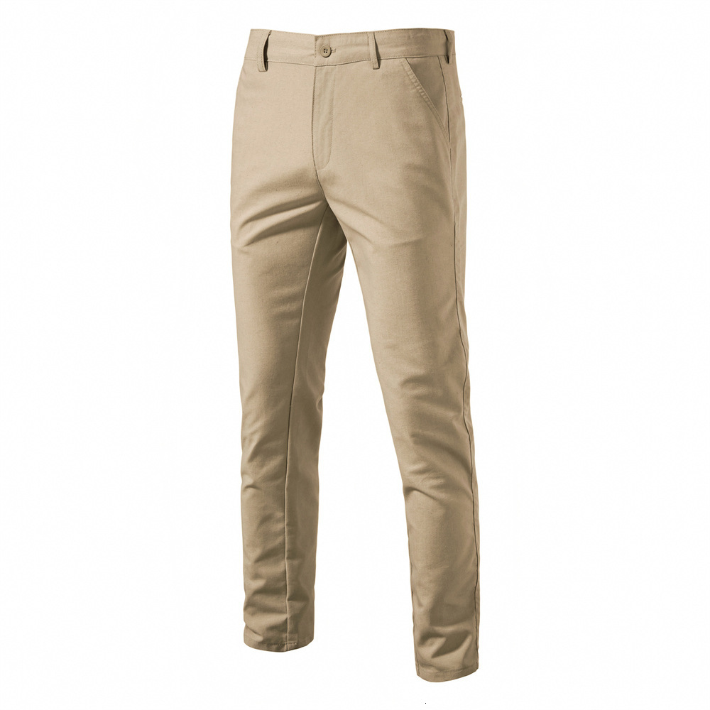 Autumn New Cotton And Linen Casual Breathable Straight Tube Youth Solid Color Versatile Men's Pants