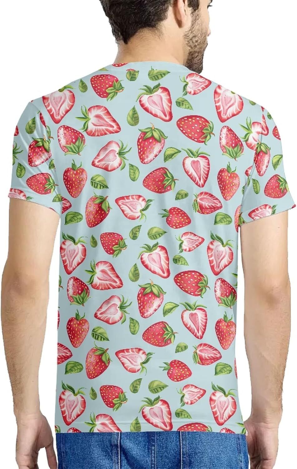 Mens T shirt JooMeryer Mens 3D Fruit Strawberry Lemon Print Short Sleeve Crew Neck Summer Beach tee Casual tops summer clothes