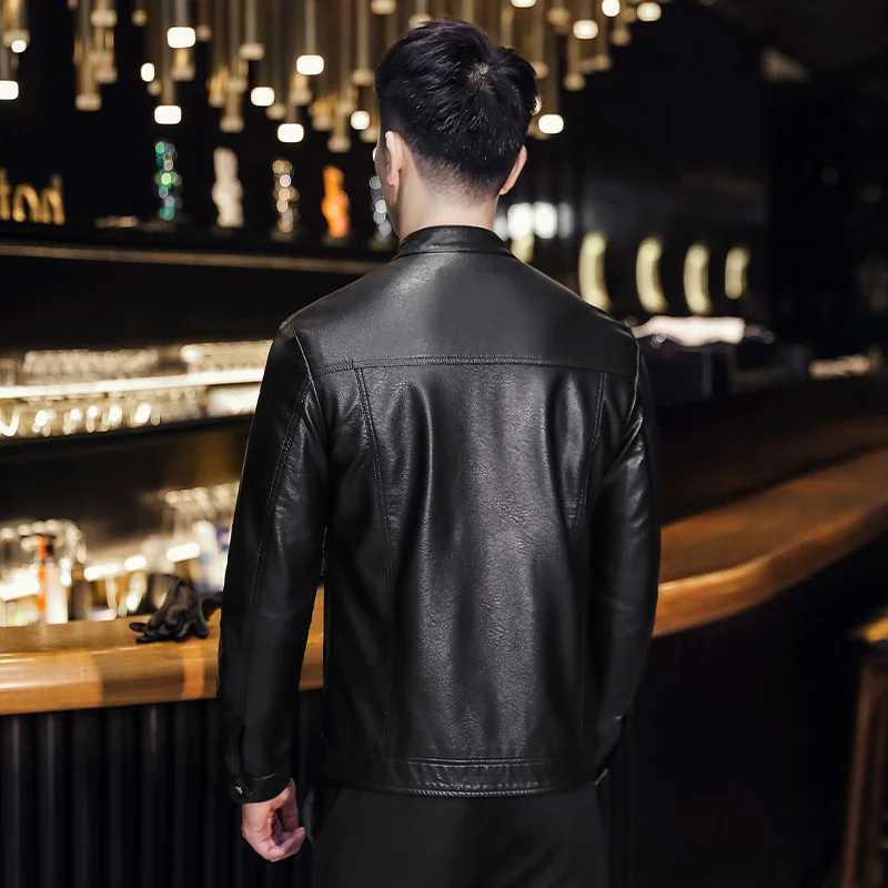 Men Spring Autumn Outfit Design Motor Biker Pocket PU Leather Jacket Men Autumn Brand New Causal Vintage Leather Jacket CoatT250311