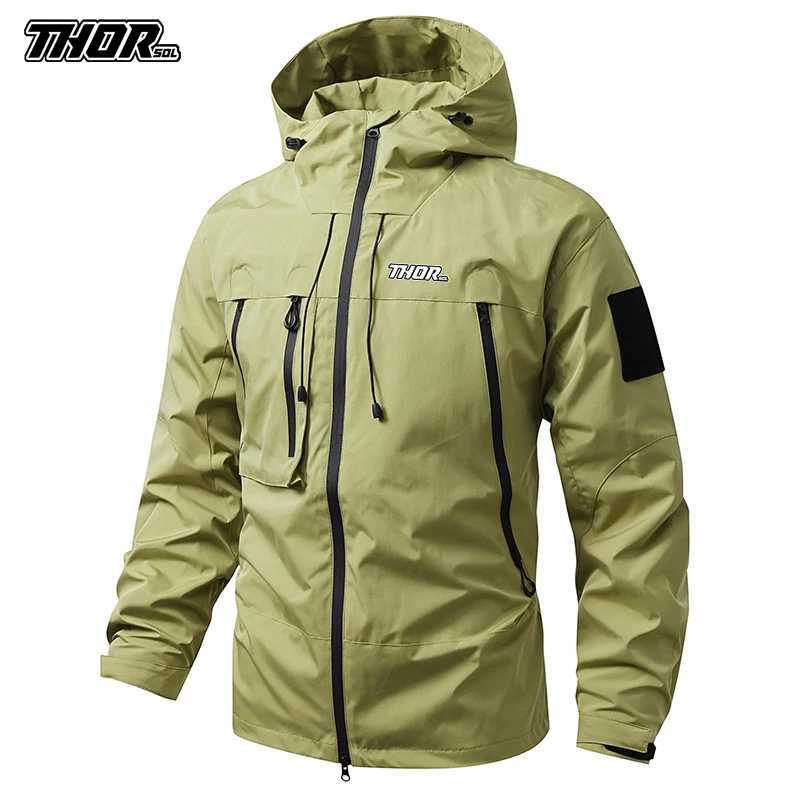 THORSOL Mountain Bike Outdoor Hooded Coat Cycling Jackets Male Motorcycle Windbreaker MTB Bicycle Outerwear Ggiacca Mtb EnduroT250311