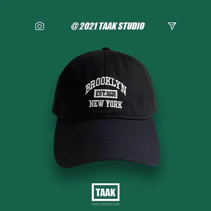 Baseball Hat Womens Spring And Summer Korean Version Ins Street Burgundy Letter Embroidery Cap Men 250311