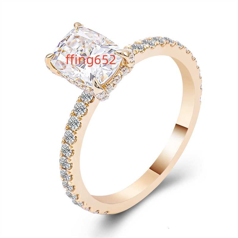 Wholesale Custom Moissanite Jewelry 10k Gold Wedding Engagement Moissanite Diamond Women Radiant Cut Ring
