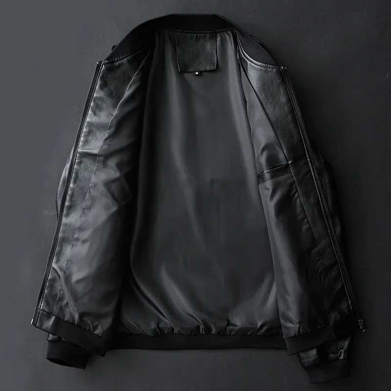 2024 Autumn New Men Black Biker PU Leather Coat Korean Fashion Men Pu Leather Jacket Trend Casual Fit Slim Baseball Clothes 8XlT250311