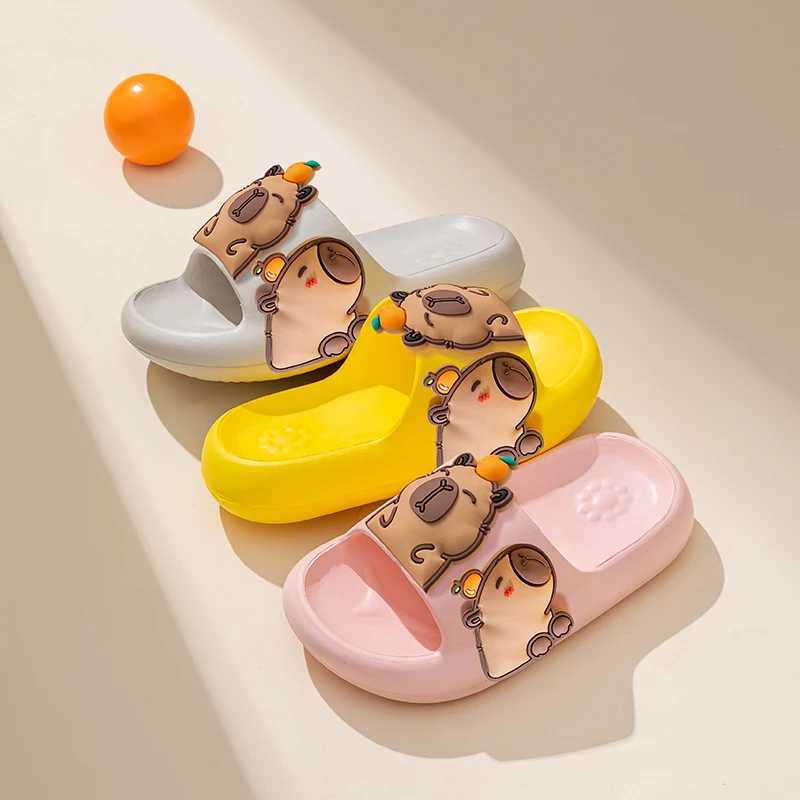 Cute Capybara Design Thick Sole girls boys Slippers Slides Bathroom Beach Indoor Sandals Summer Couple ShoesT250311
