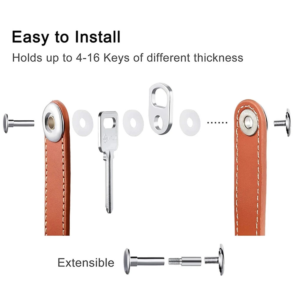 Car Key Pouch Bag Case Wallet Holder Chain Ring Collector Housekeeper Pocket Organizer Smart Leather Keychain 250311