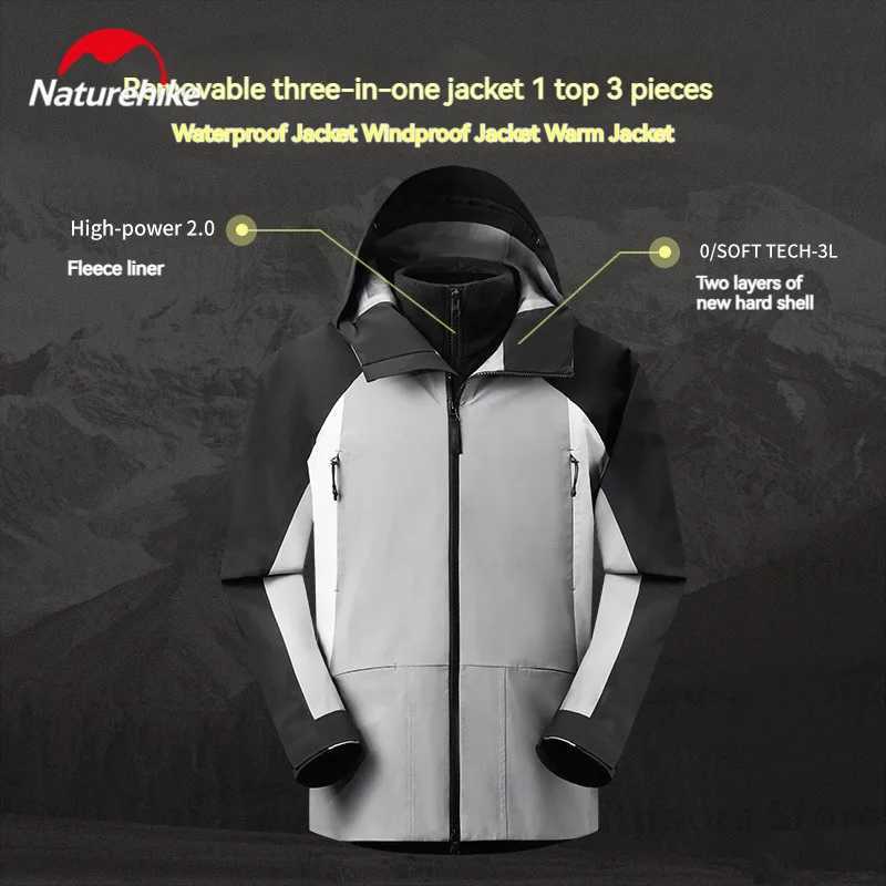 Naturehike Waterproof Hooded Jacket Climbing Clothes Hardshell Coat Patchwork Outer Protective Layer Camping Windbreaker HikingT250311