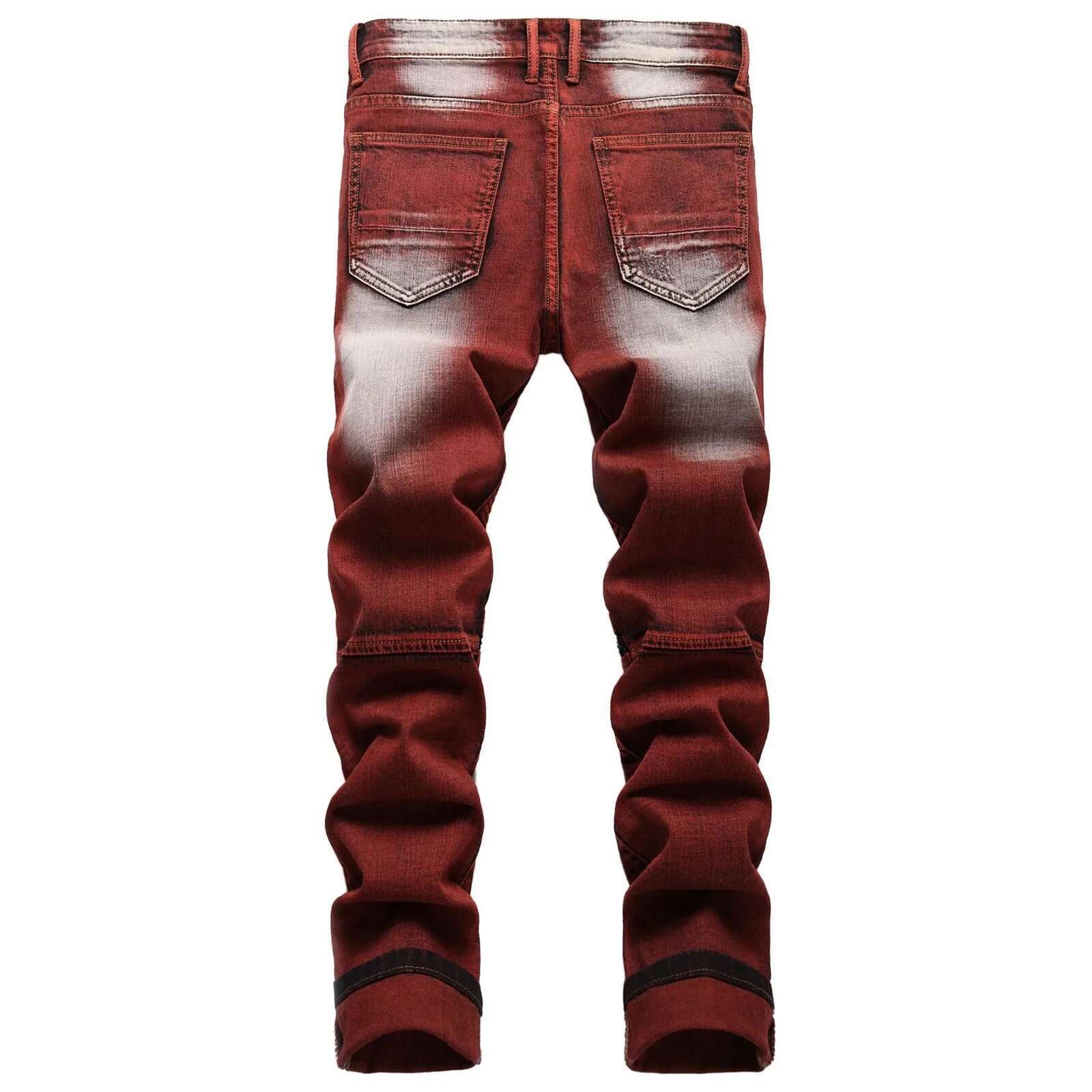 New Motorcycle Style Hollowed Out Perforated Street Tie Dye Gradient Color Personalized Fashion Designer Men s Jeans Business Stretch Outdoor Casual P