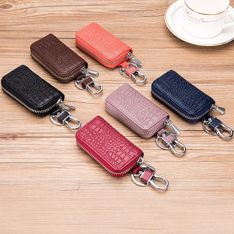Mini Key Holder for Car Keys Wallet Pouch Bag Premium Leather Keychain Housekeeper Case Unisex Organizer Purse 250311