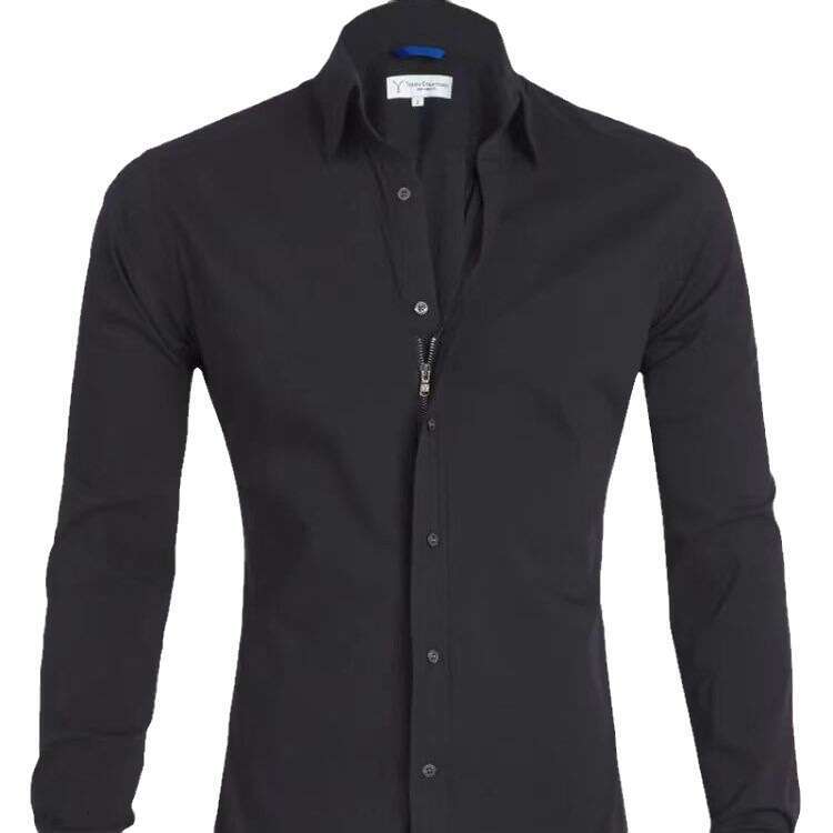 Men's Four Seasons Leisure Oxford Cloth Shirt Slimming Business Edition Anti access Zipper Design for 2025 New Casual Fashion Trendy Clothing