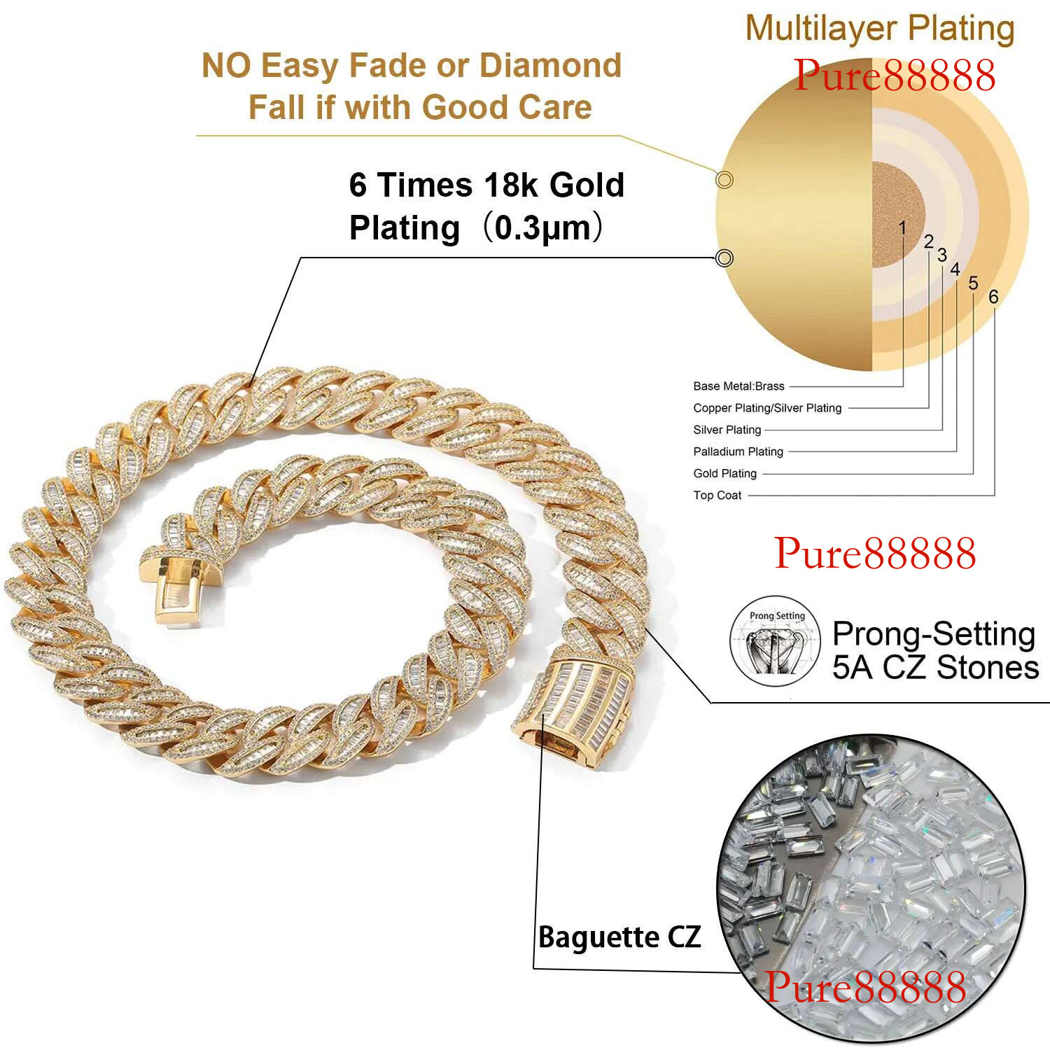 Width 15/20mm Gold Necklace Iced Dia CZ Heavy Box Clasp Cuban k Chain Hiphop Jewelry Sets