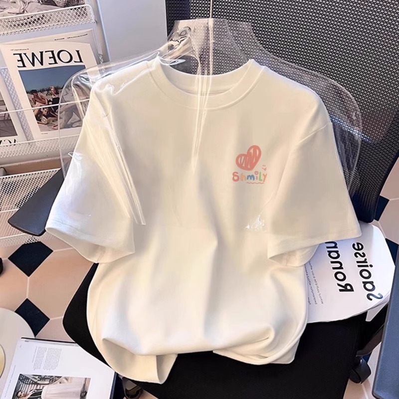 2025 New Cotton Short Sleeve Designer Women's Summer Loose Round Neck Versatile Printed Front Shoulder Half Sleeve T-shirt Top1