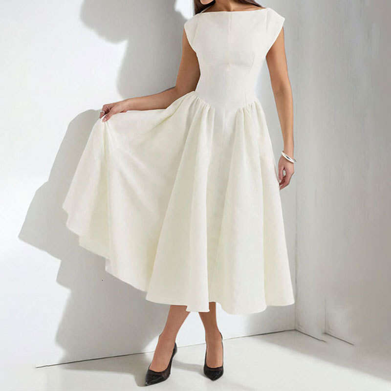 The Backless Round Neck Sleeveless French Style Niche Long Solid Color Dress For New Women's Clothing In The Spring And Summer Of 2025 KLMY