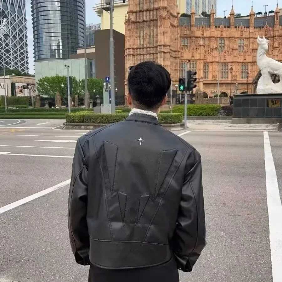 American Style High-End Feel Leather Jacket For Men Casual Cropped Motorcycle Jacket With Destructed Design Top Selling ItemT250311