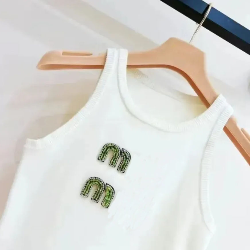 Luxury Designer Sleeveless Vest Stylish Slim Fit Knit Tops Women High Quality Knitting Tees Warm Knitwear Rhinestone vest