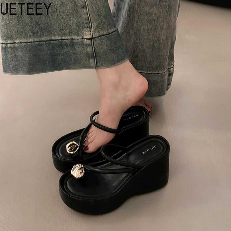 2025 Summer Platform Wedge High Heels Womens Flip up Five-clip Lace Beach Shoes Shoulder Straps Womens SlideXJ250311
