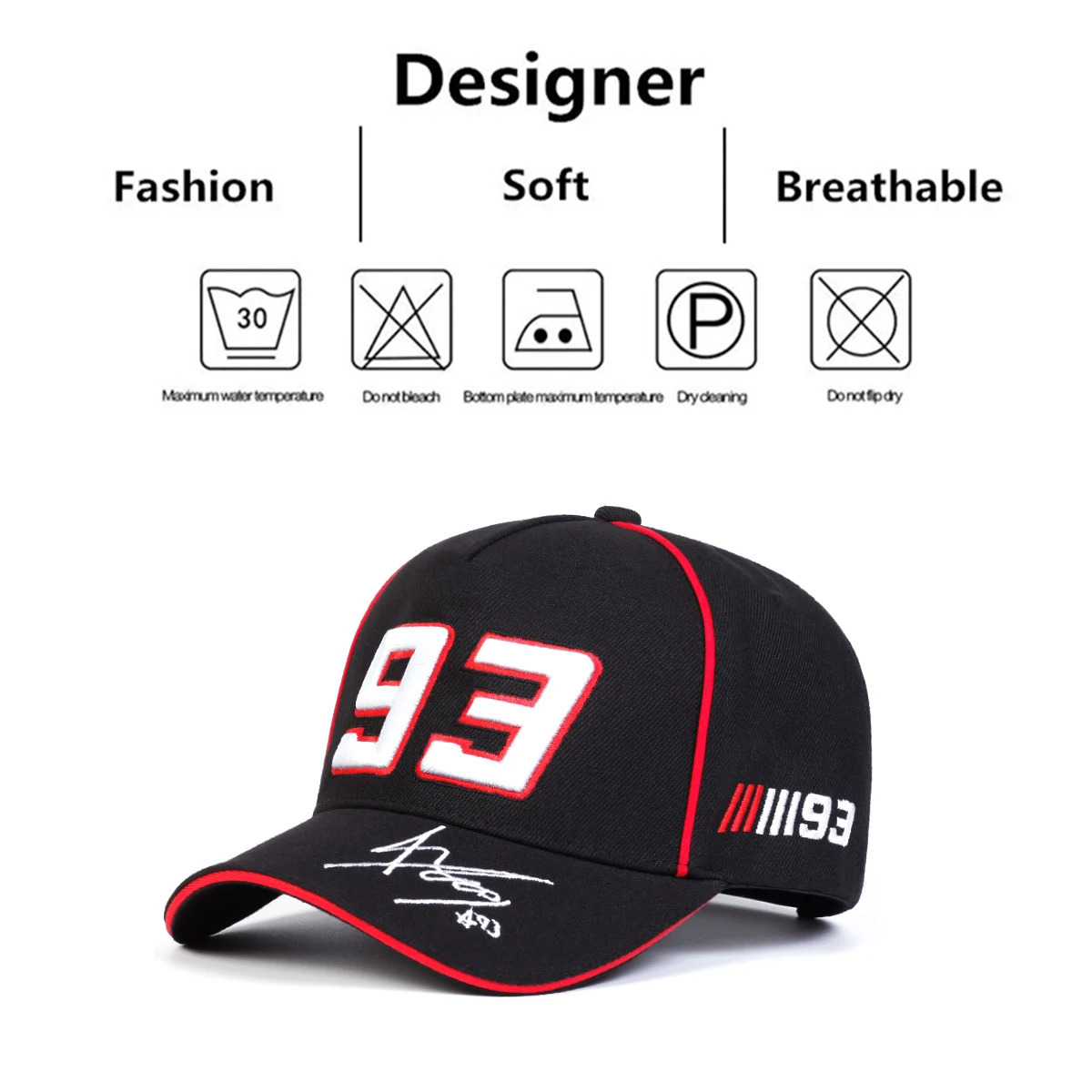Simple Letter 93 Embroidery Hip hop Fashion Baseball cap 100% Cotton Unisex Adjustable Outdoor Sports Sun Cap Trucker H 250311