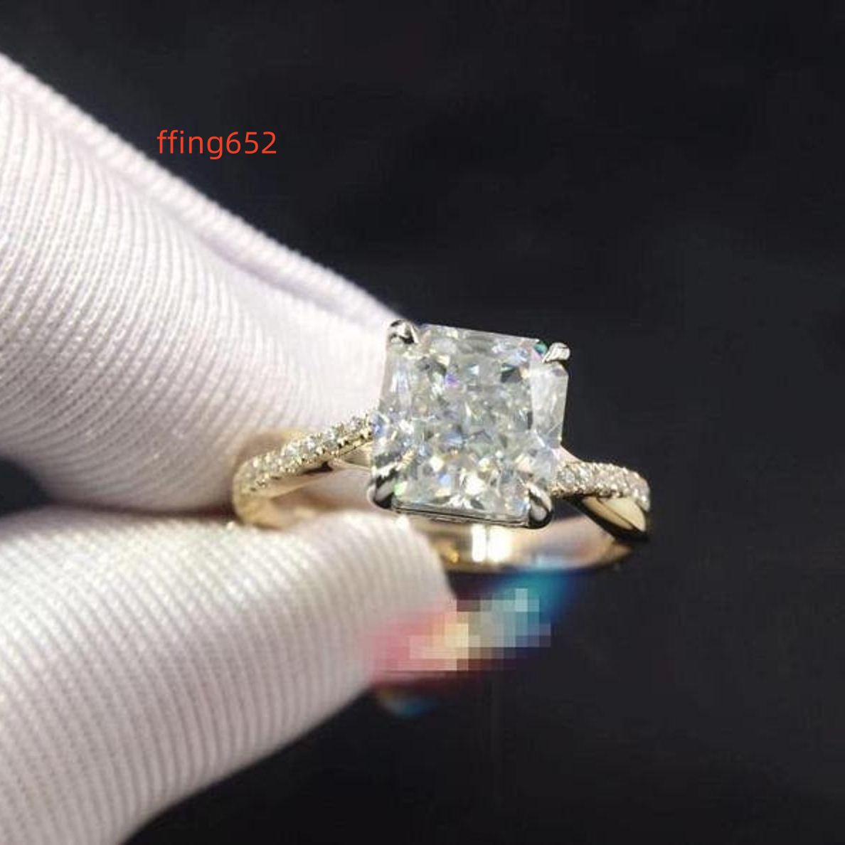 2.00 CT Square Radiant Cut Twist Shank Moissanite Engagement Ring
