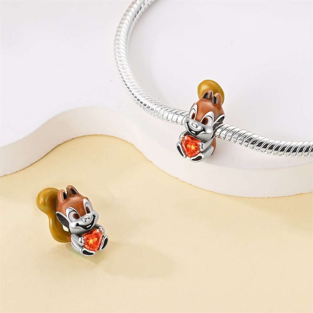 Hot Selling New Cartoon Blessing Series 925 Silver Charms Lucky Black Cat Squirrel Little Lamb Dragon Treasure Charm bead fit bracelet DIY for women J
