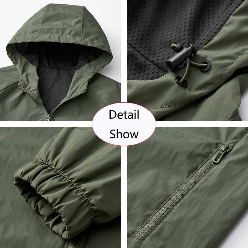 Hots 2025 Men Spring Outdoor Windbreak Hooded Jacket Men Autumn Solid Color Zipper Casual Fashion Brand Loose Jacket Coat MaleT250311
