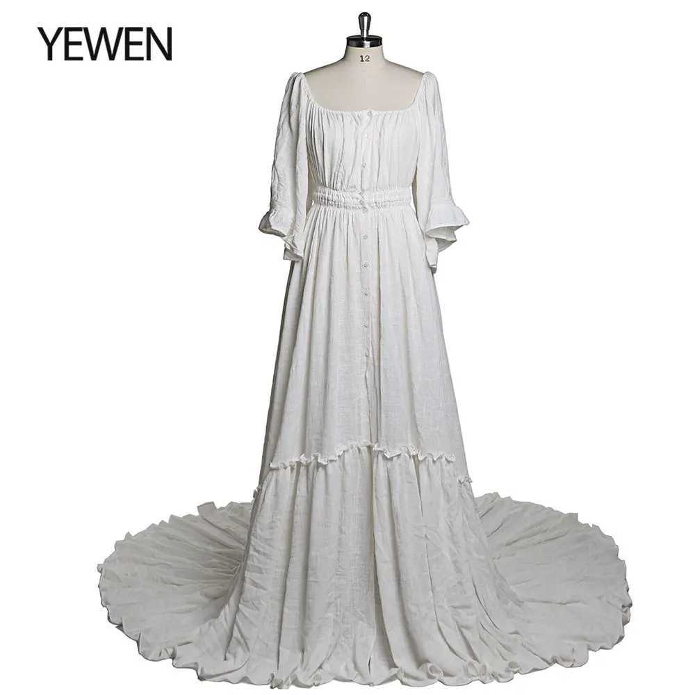 Big Flar Sleeves Maternity Dresses for Photo Shoot Stretch Waist Photography Dresses Baby Shower Dress YEWEN YD21829 X250224