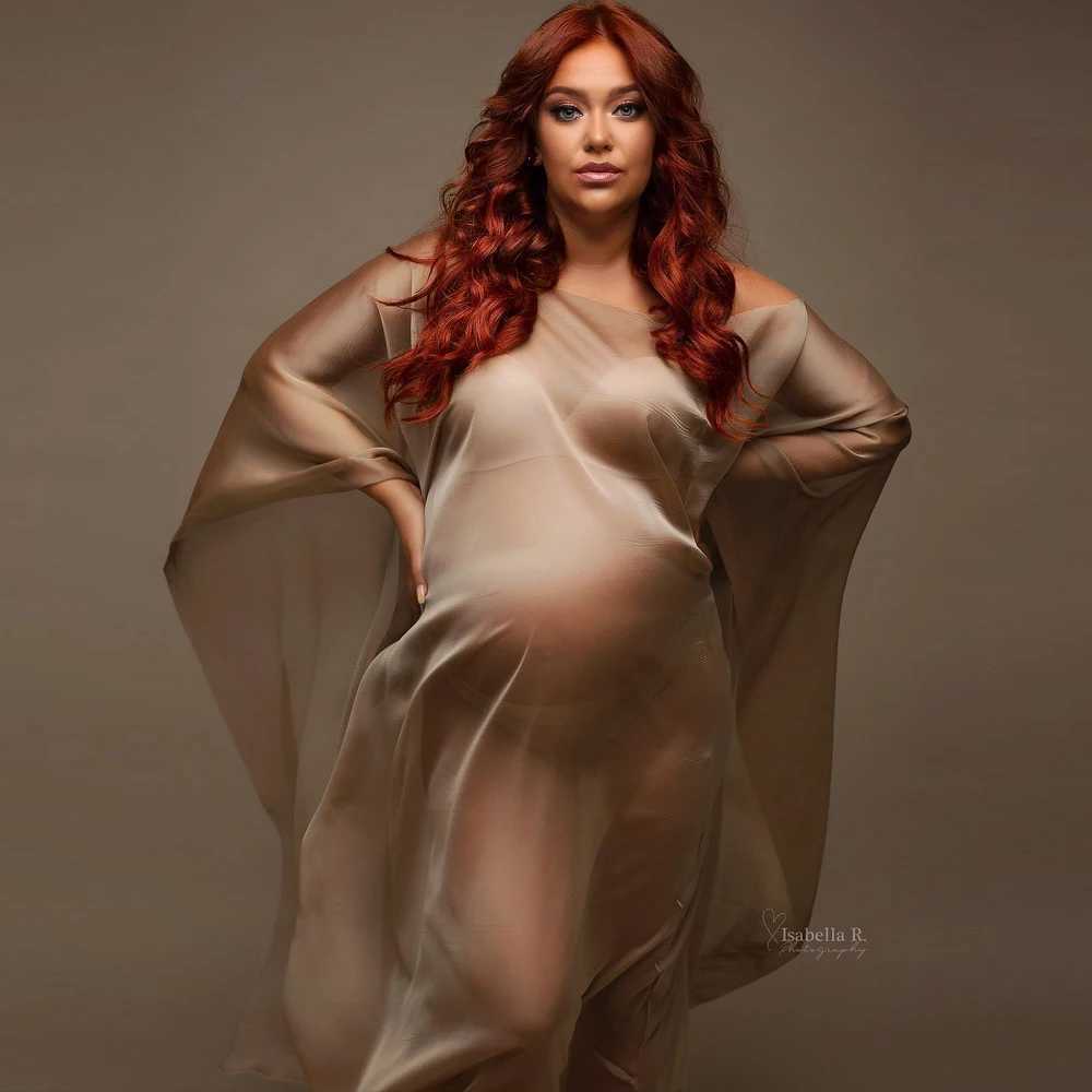 Soft Chiffon Fabric Maternity Photography Props Dress Studio Shooting Accessories Transparent Tulle Cloak Simple Modeling Fabric X250224