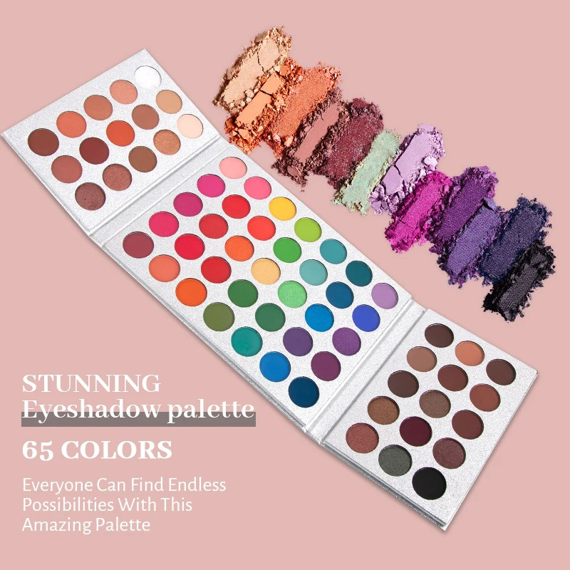 65-Color Eyeshadow Palette Makeup-High Pigmented Eye make up Tool Matte Glitter Finishes for Festival Christmas Cosmetics makeup 250306