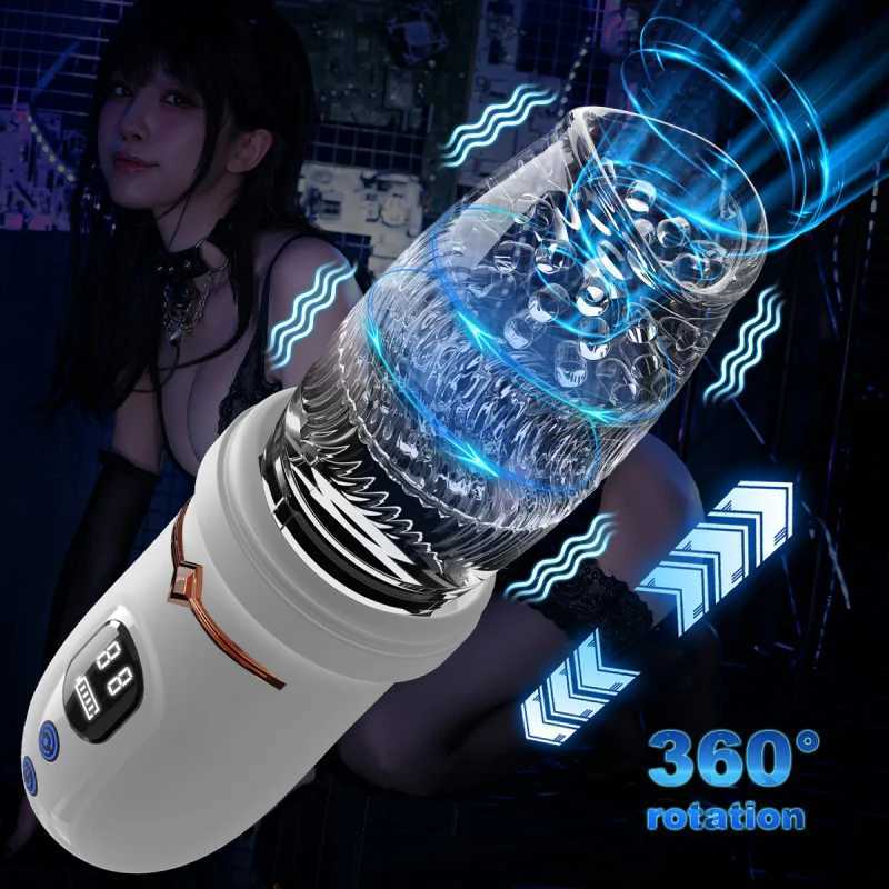 Male Telescopic Rotating Vibration Digital Display Battery Level Function Virgin Exercise Masturbator Cup Adult Sex ToysXJ250311