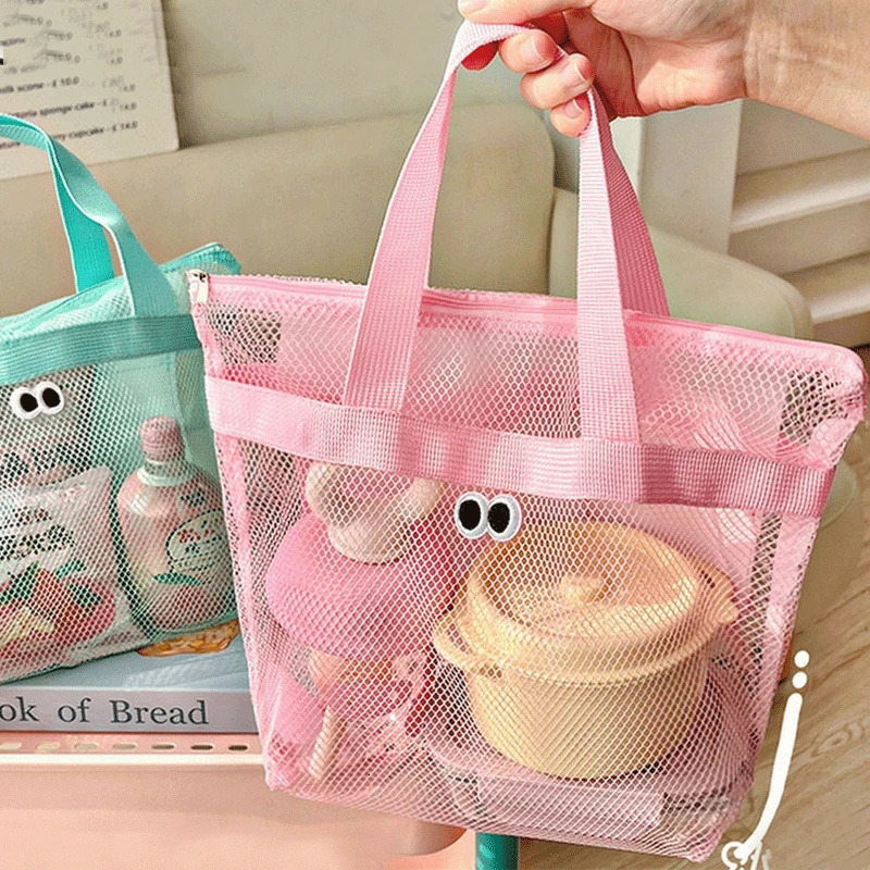Mesh Large Capacity Makeup Storage Bag Handbags Portable Travel Transparent Waterproof Summer Beach Bag Cosmetic Organizer Pouch R250311