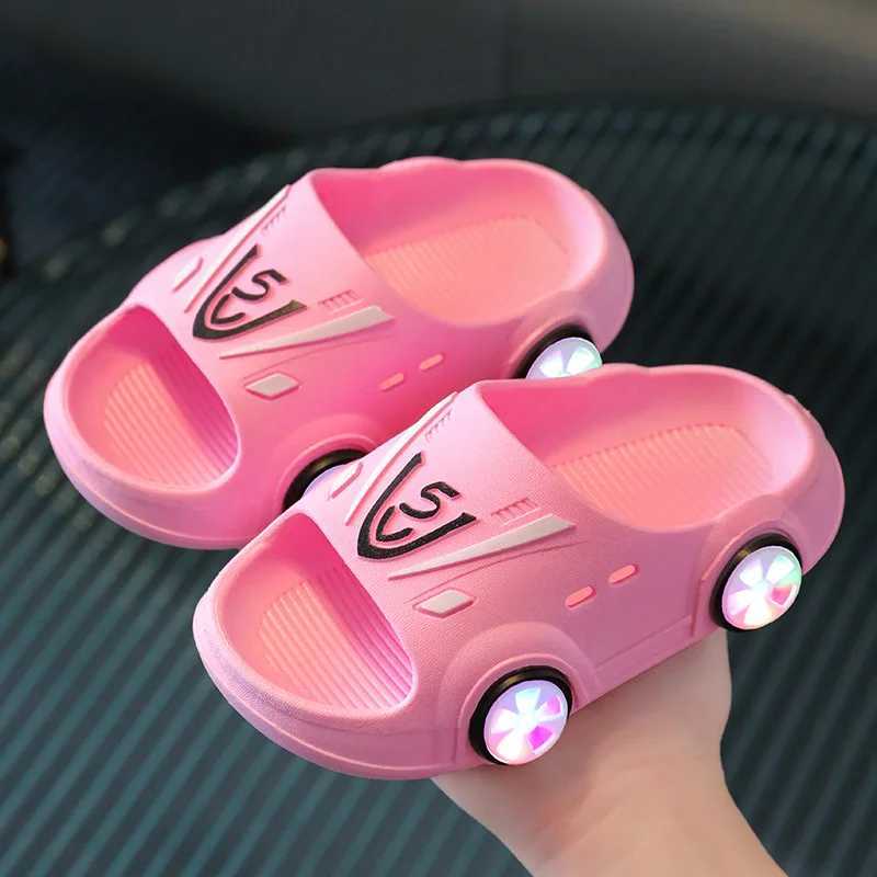 Childrens Slippers Summer Boys and Girls Home Anti-slip Indoor Handsome Cartoon Car Baby Slippers.T250311
