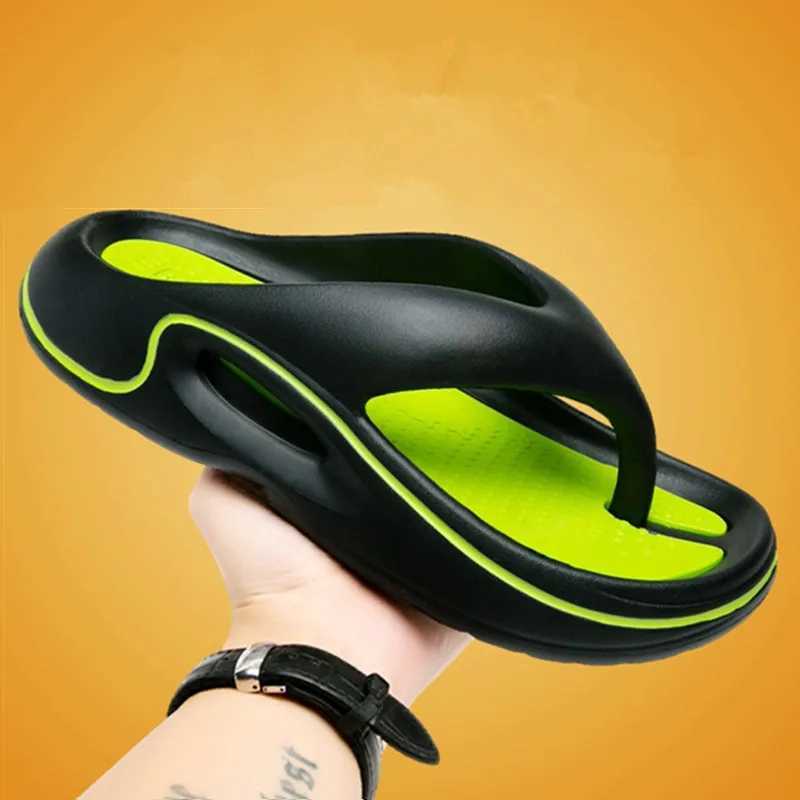 2024 Summer Slippers Men Flip Flops Thick Soled EVA Soft Slides For Men N-Slip Fi Sandals Outdoor Beach Summer ShoesXJ250311
