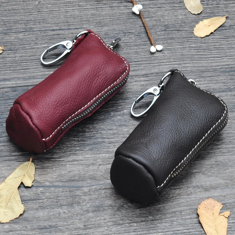 CICICUFF Men Key Bag Genuine Cow Leather Buckets Cases Pouch Zipper Keychain Auto Car Case Women Home Holder 250311