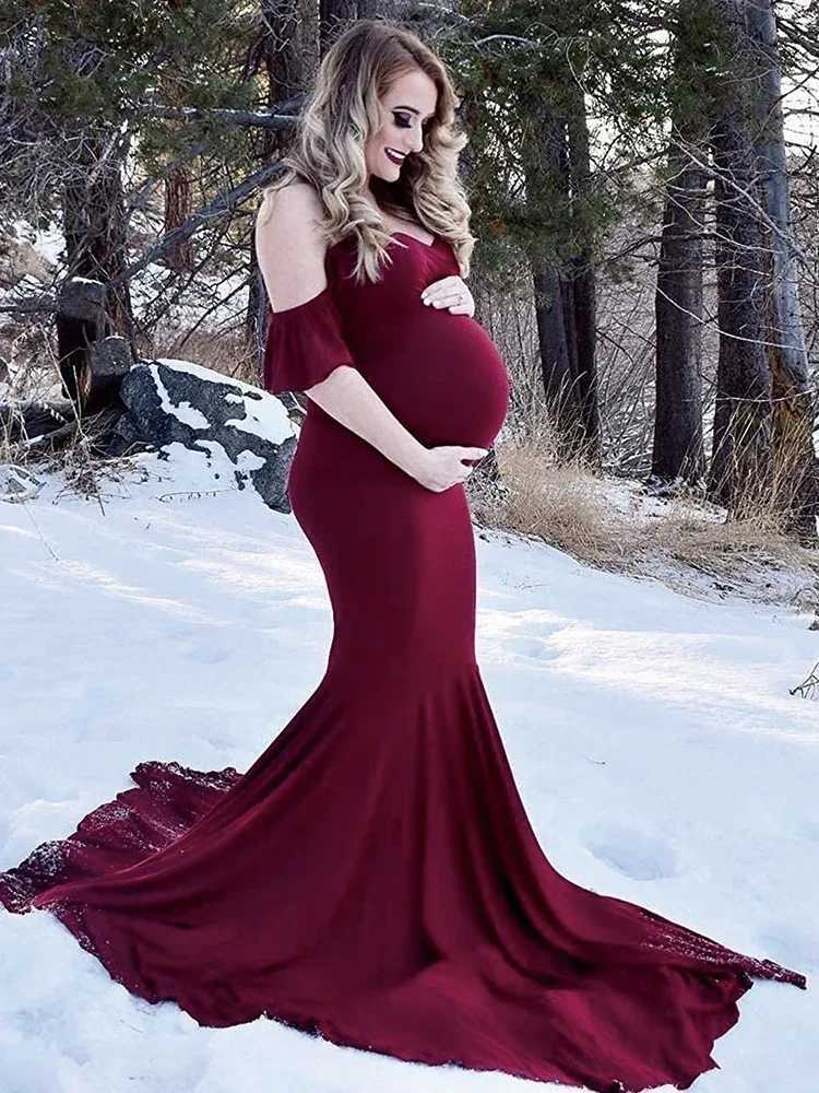 Maternitys Short Sleeve Dresses Sexy V Neck Gown Maxi Long Photography for Pregnant Women Pregnancy Photo Shoot X250224