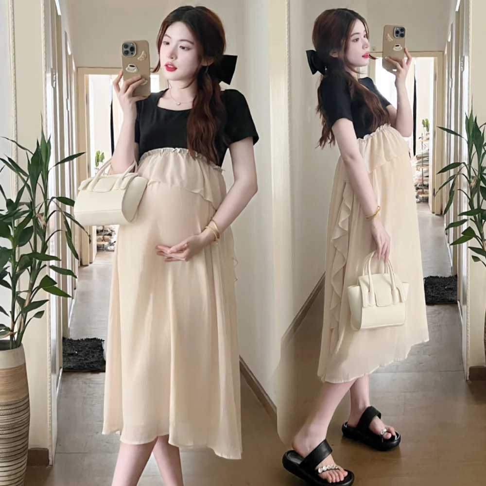 Casual Dress Pregnancy photoshoot dress Short Sleeve vestidos Summer Maternity Dresses fashion clothes for Pregnant Woman 2024T250311
