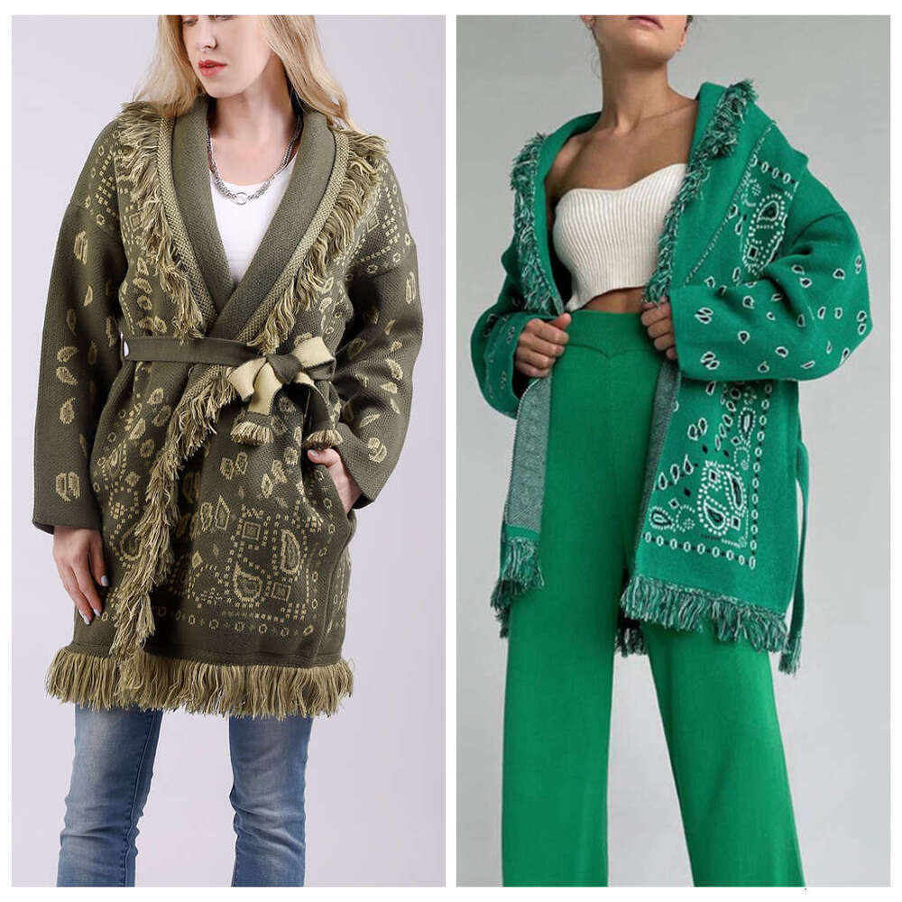 Women's Vacation Lazy Style Loose Sweater Cardigan Bohemian Cashew Flower Color Matching Jacket