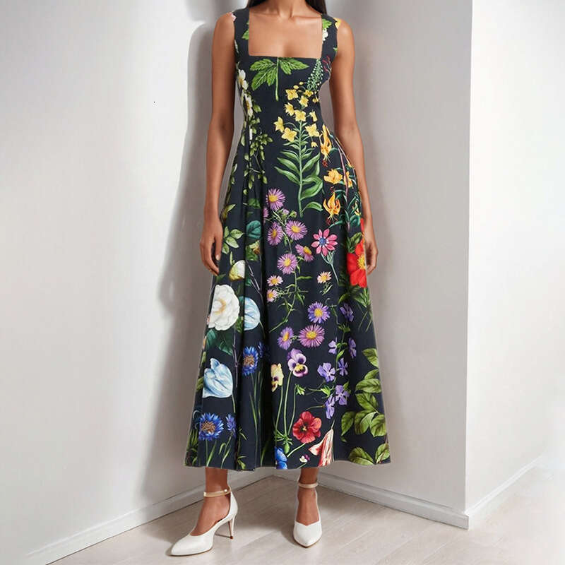 Women's 2025 Spring New Style Elegant Sleeveless Printed Sexy Casual Dress KLMY
