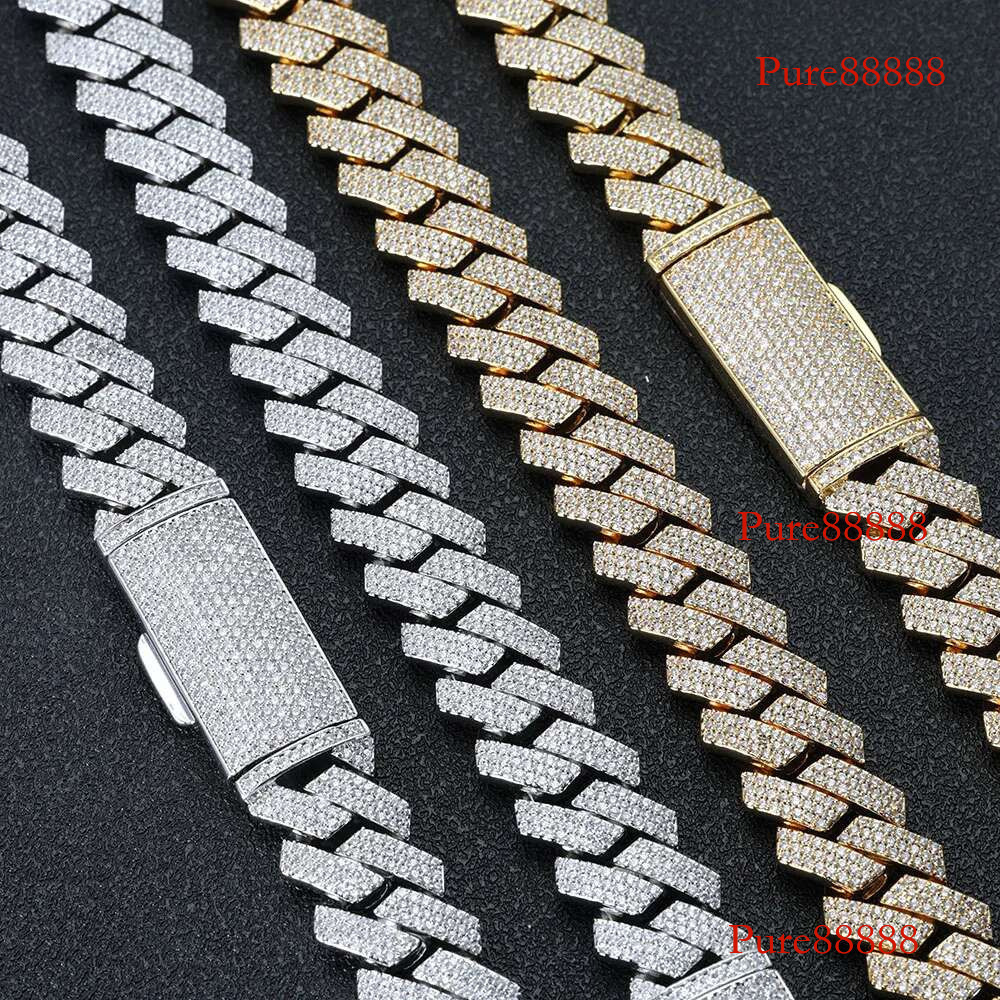 Classic Style 16mm Chunky Prong Cuban k Chain cadena de cuerpo Gold Plated Dia Necklace Hip Hop Rock Jewelry