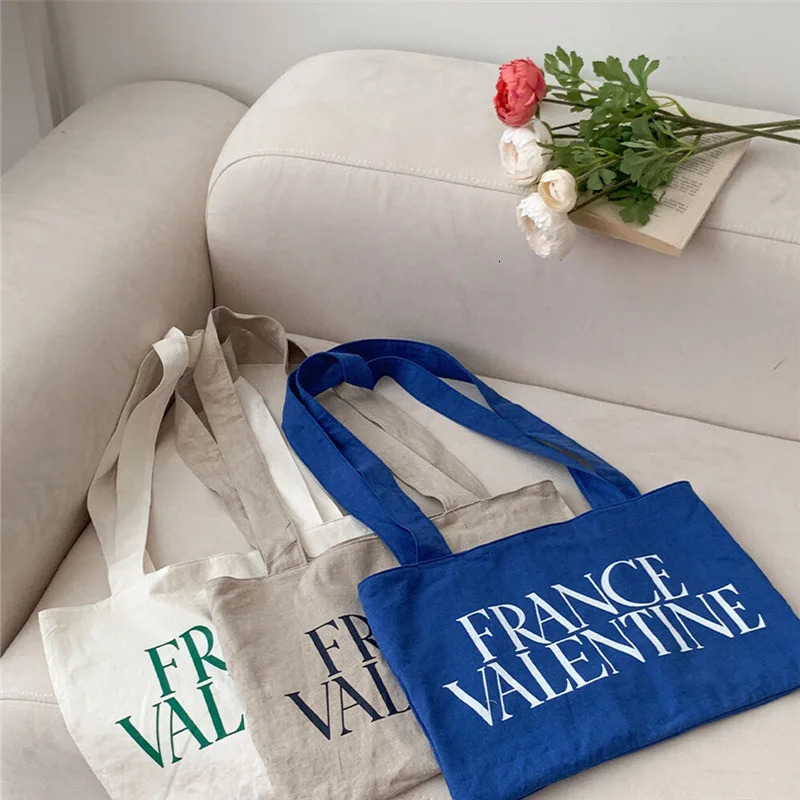 Female bags Canvas large capacity ins style Korean fashion casual tote bag versatile simple shoulder 250311