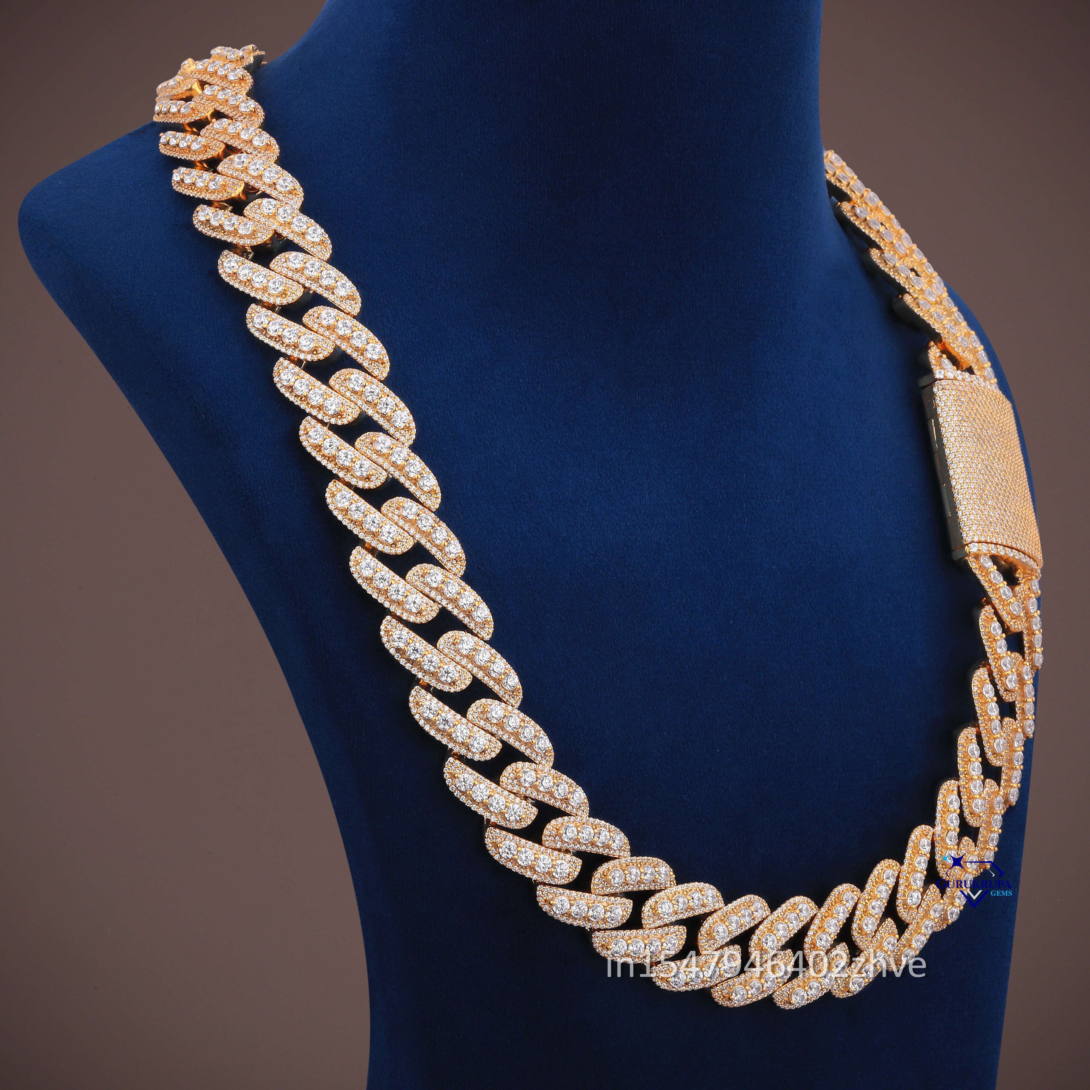 Modern Accessories Sterg Sier Round Cut Moissanite Dia 20 MM Cuban Chain Fully Iced Out Necklaces for Unisex